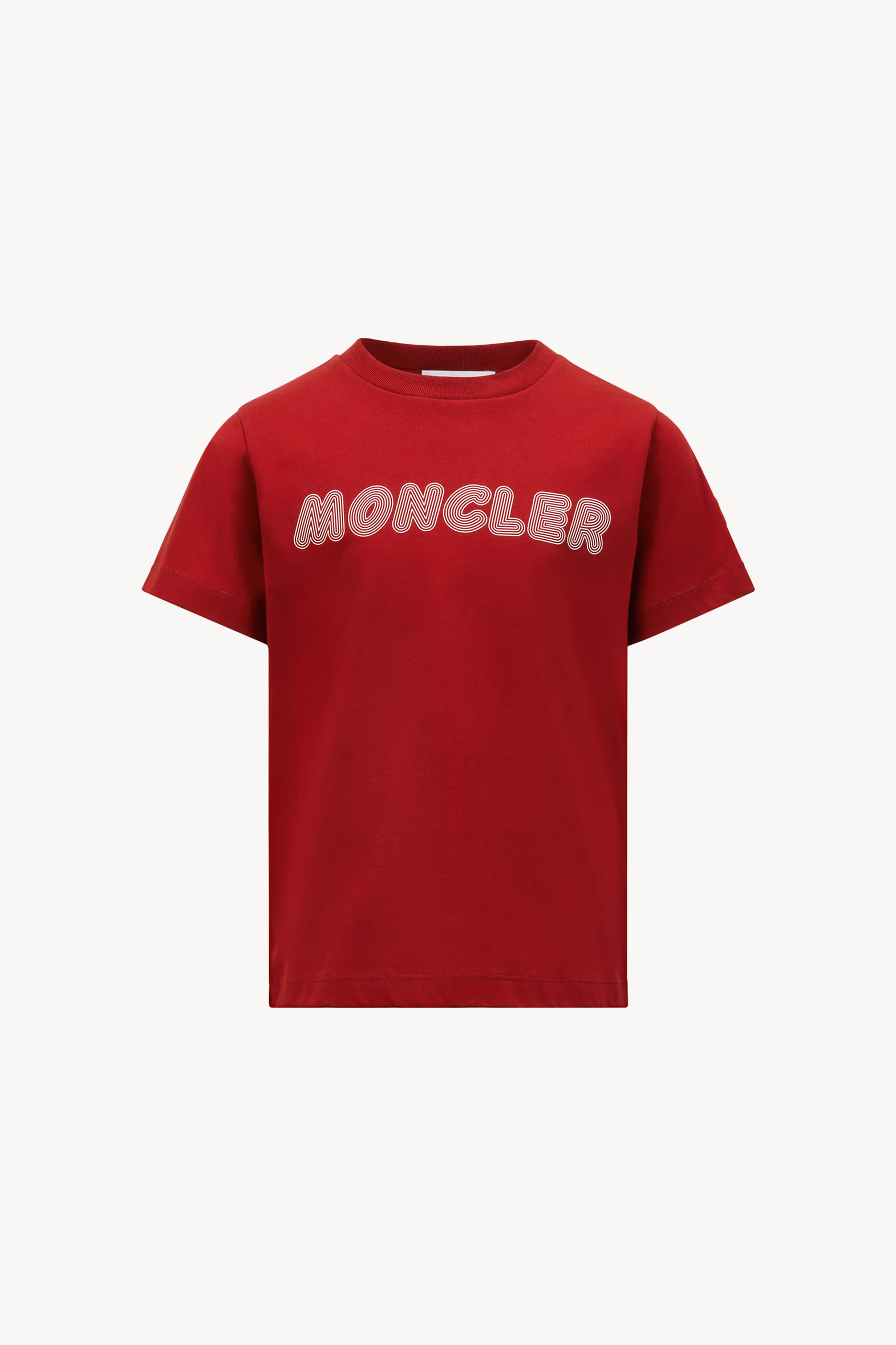 Camiseta de algodón con logotipo óptico Niño Rojo Oscuro Moncler 0